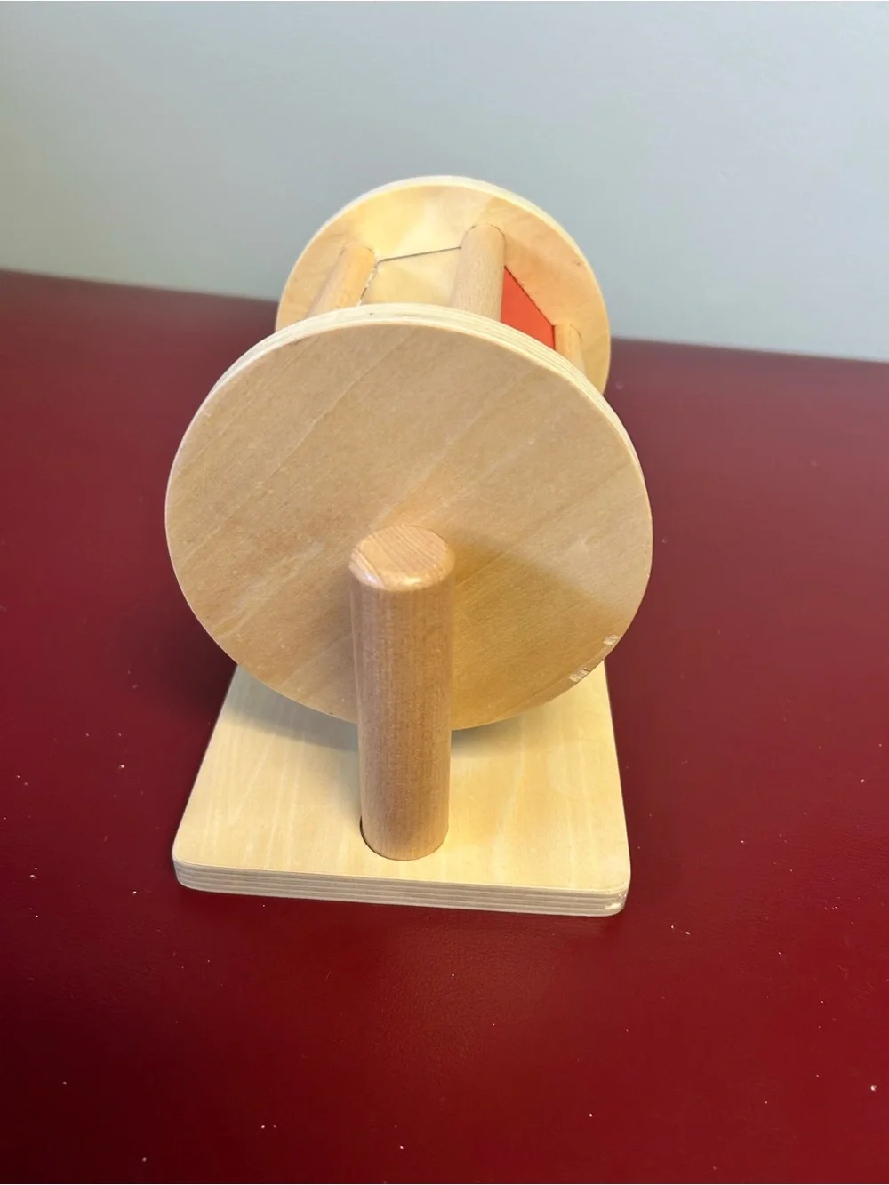 Rainbow Colorful Spinning Drum Wooden Montessori Toy with Mirror & Soft Rattle